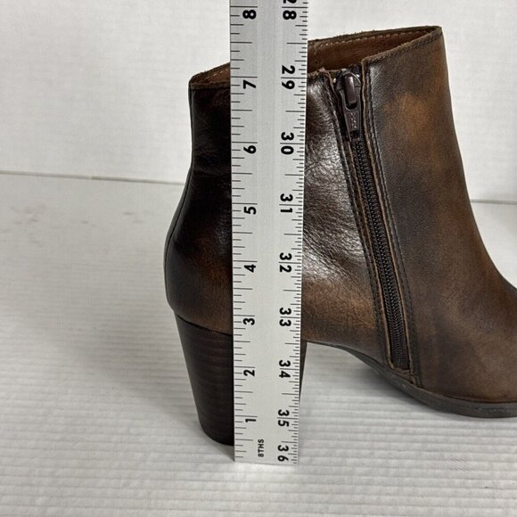 Born Women's 8M Leather Upper Bootie Brown Zip Buckle Detail 2.5" Heel - Picture 13 of 16